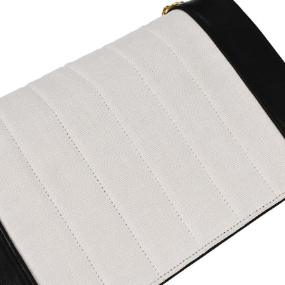 Chanel 1991-1994 White Linen Mademoiselle Flap Shoulder Bag