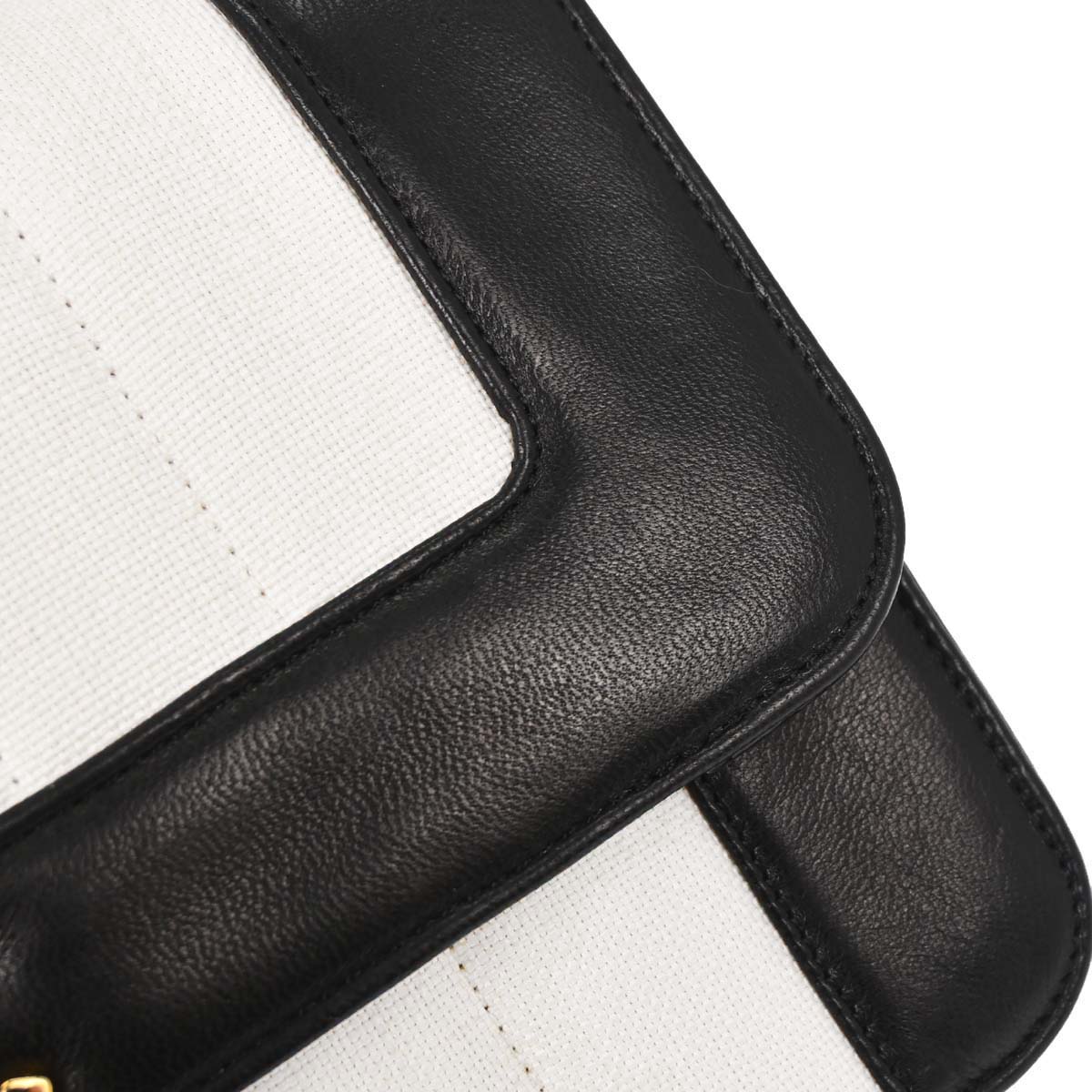 Chanel 1991-1994 White Linen Mademoiselle Flap Shoulder Bag