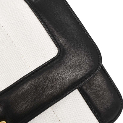 Chanel 1991-1994 White Linen Mademoiselle Flap Shoulder Bag
