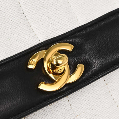 Chanel 1991-1994 White Linen Mademoiselle Flap Shoulder Bag