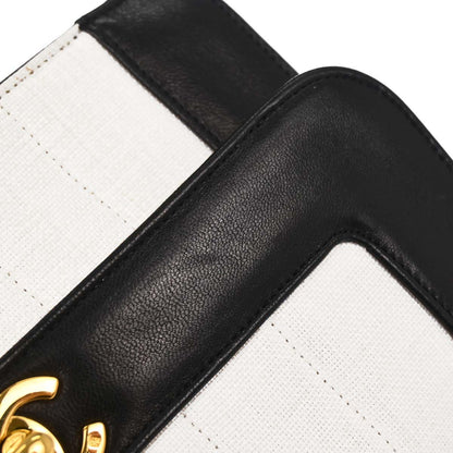 Chanel 1991-1994 White Linen Mademoiselle Flap Shoulder Bag
