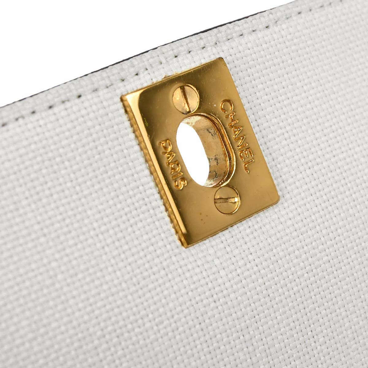 Chanel 1991-1994 White Linen Mademoiselle Flap Shoulder Bag