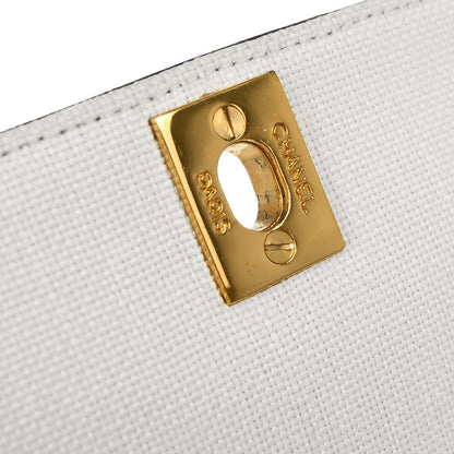Chanel 1991-1994 White Linen Mademoiselle Flap Shoulder Bag