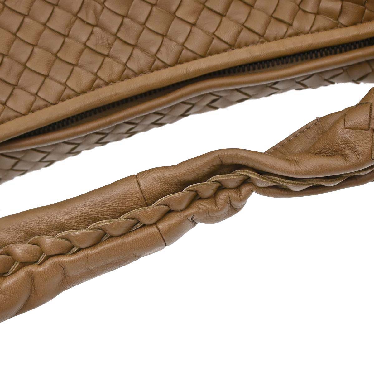 Bottega Veneta Brown Lambskin Intrecciato Hobo Handbag