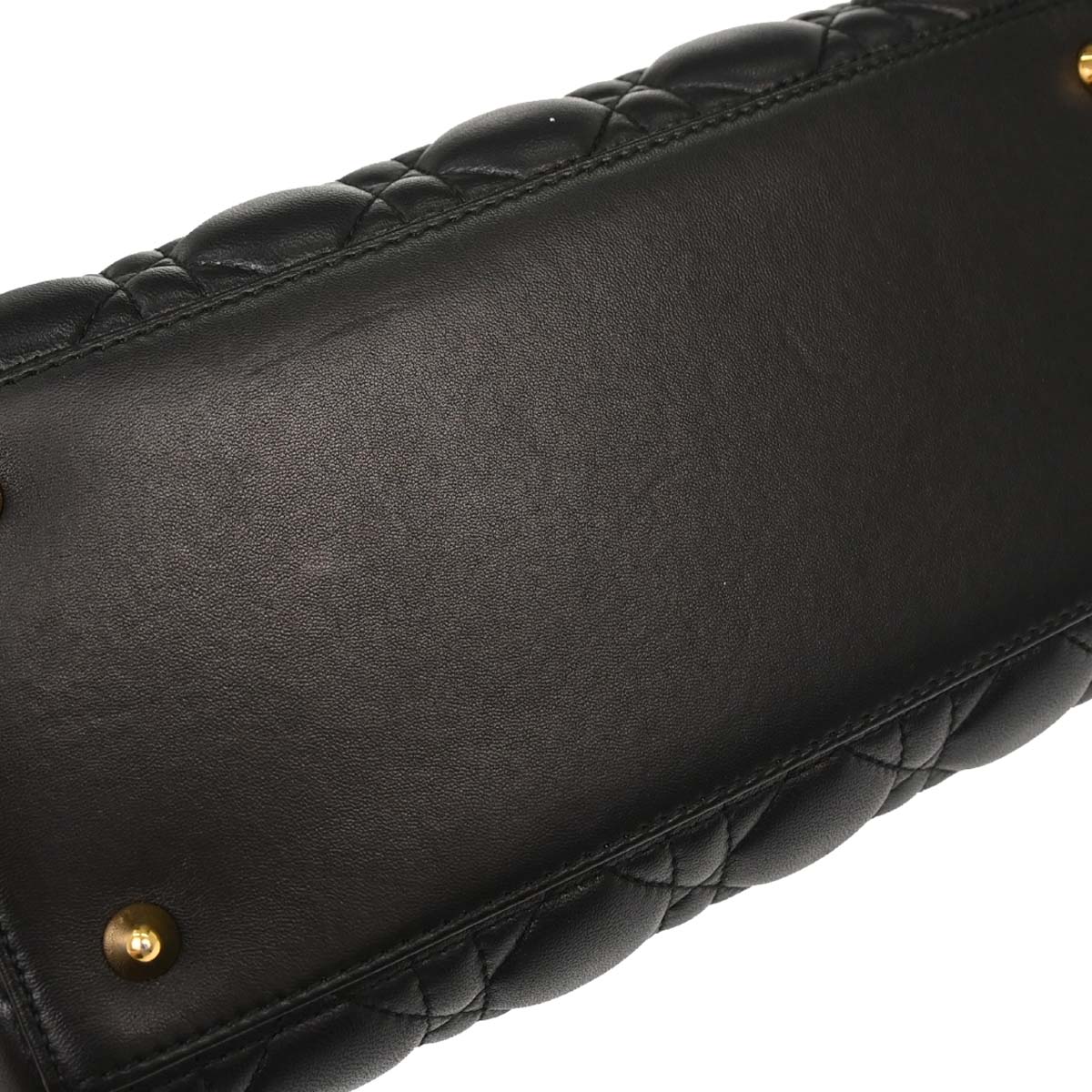 Christian Dior Black Lambskin Medium Lady Dior Cannage 2way Shoulder Handbag