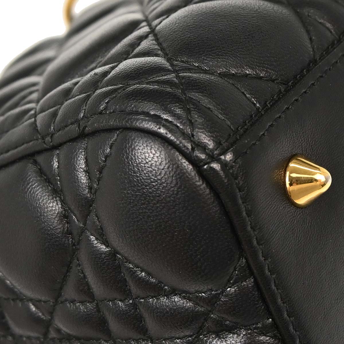 Christian Dior Black Lambskin Medium Lady Dior Cannage 2way Shoulder Handbag