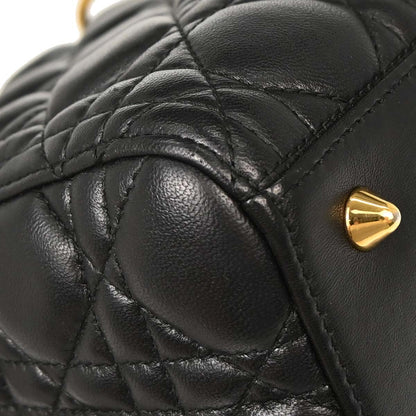 Christian Dior Black Lambskin Medium Lady Dior Cannage 2way Shoulder Handbag