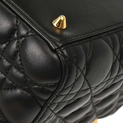 Christian Dior Black Lambskin Medium Lady Dior Cannage 2way Shoulder Handbag