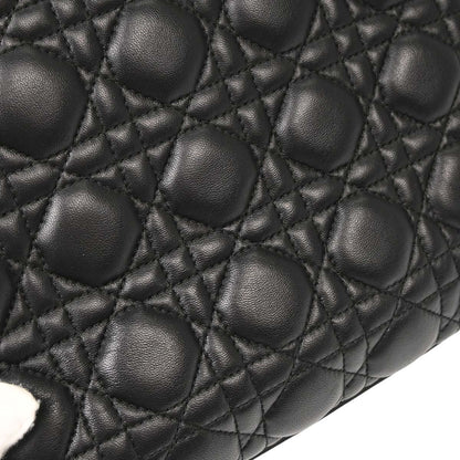 Christian Dior Black Lambskin Medium Lady Dior Cannage 2way Shoulder Handbag
