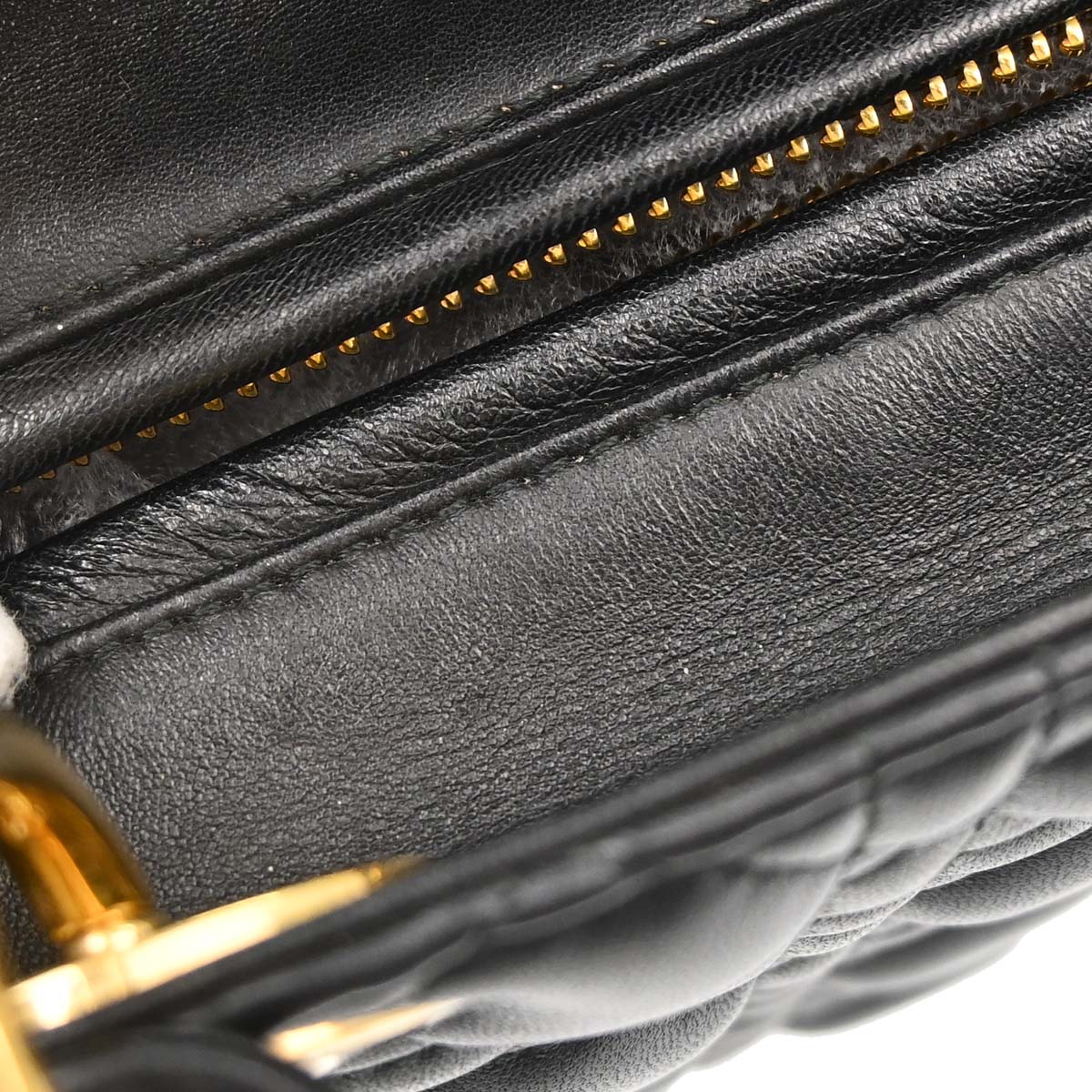 Christian Dior Black Lambskin Medium Lady Dior Cannage 2way Shoulder Handbag