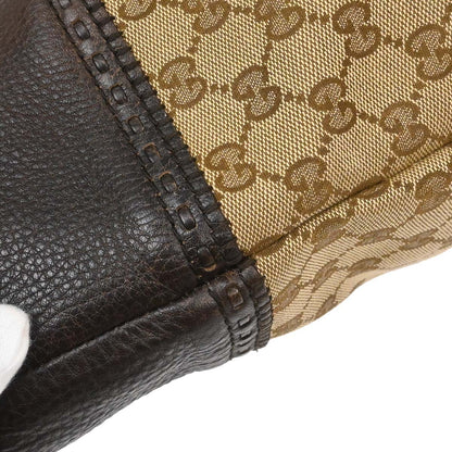 Gucci Beige Canvas Bamboo GG Tote Handbag