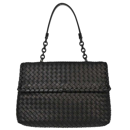 Bottega Veneta Black Lambskin Intrecciato Handbag