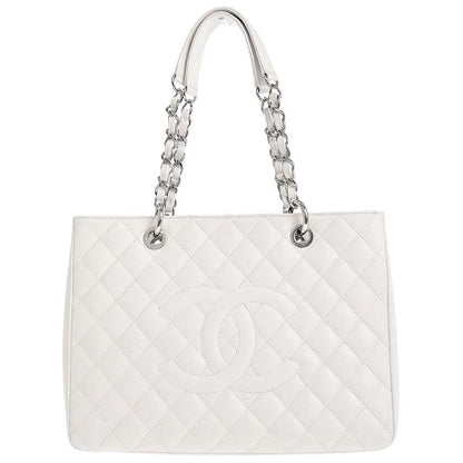 Chanel 2011 White Caviar Grand Shopping Tote GST Chain Handbag