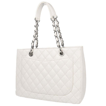 Chanel 2011 White Caviar Grand Shopping Tote GST Chain Handbag