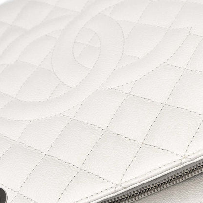 Chanel 2011 White Caviar Grand Shopping Tote GST Chain Handbag