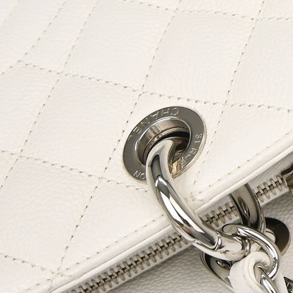 Chanel 2011 White Caviar Grand Shopping Tote GST Chain Handbag