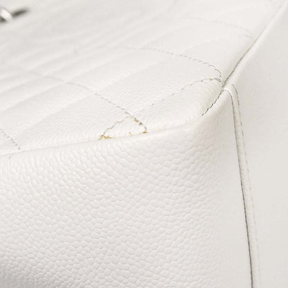 Chanel 2011 White Caviar Grand Shopping Tote GST Chain Handbag
