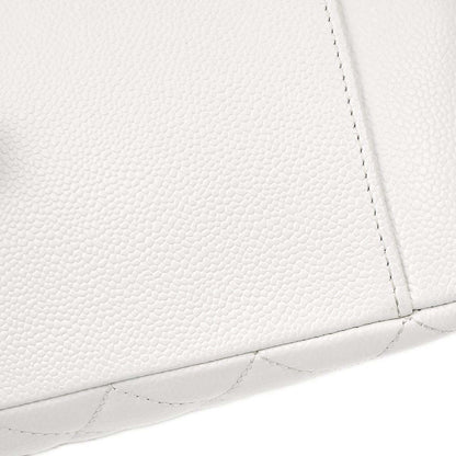 Chanel 2011 White Caviar Grand Shopping Tote GST Chain Handbag