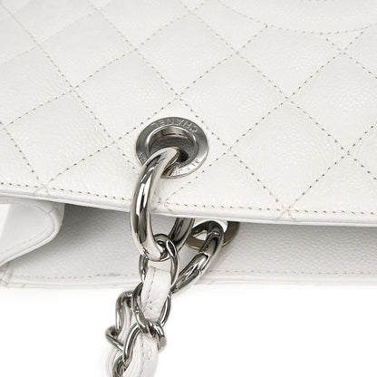 Chanel 2011 White Caviar Grand Shopping Tote GST Chain Handbag