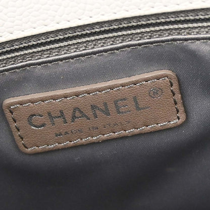 Chanel 2011 White Caviar Grand Shopping Tote GST Chain Handbag