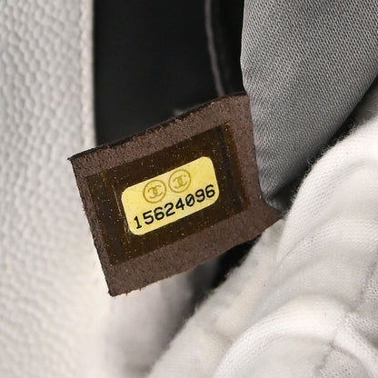 Chanel 2011 White Caviar Grand Shopping Tote GST Chain Handbag
