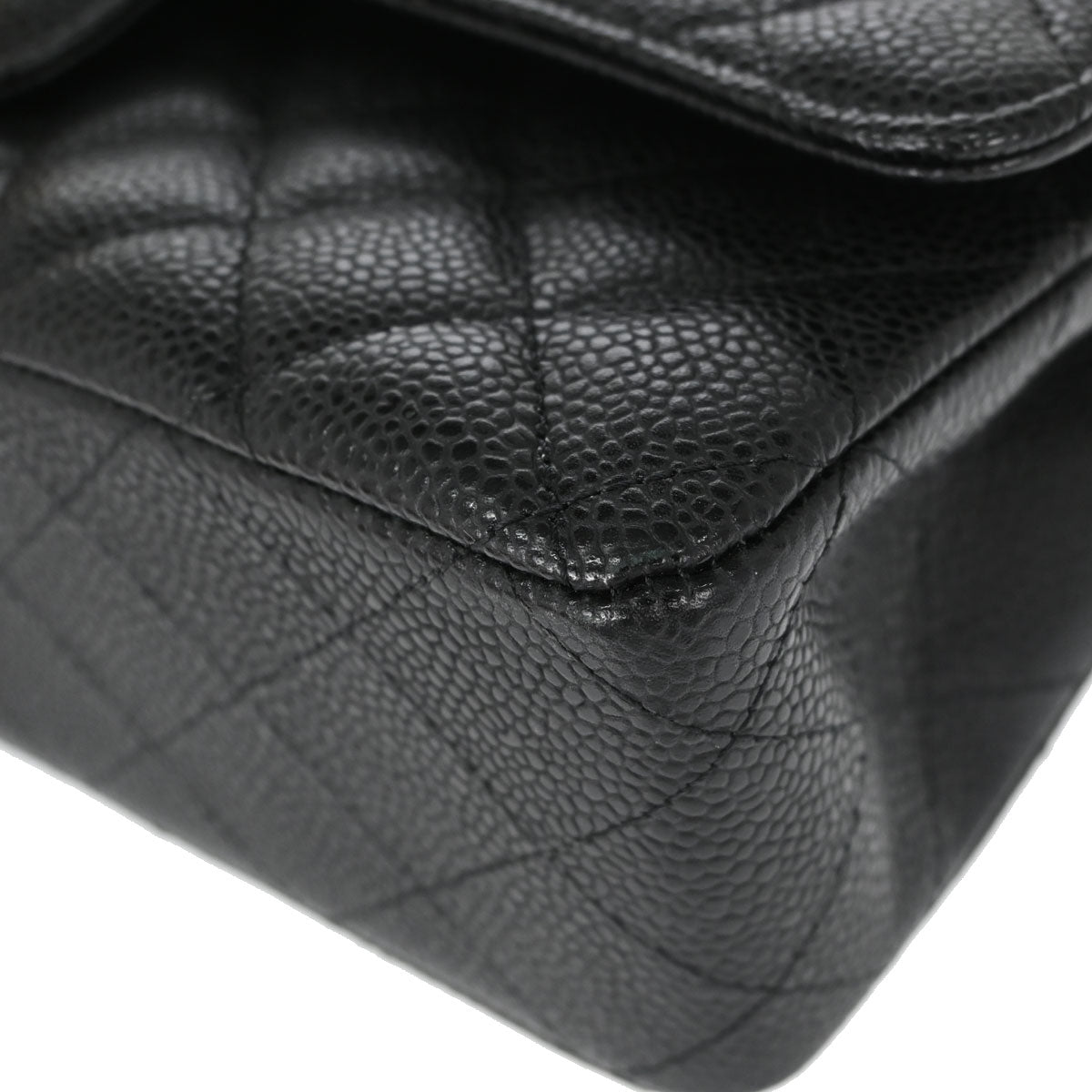 Chanel 2014 Black Caviar Skin Medium Classic Double Flap Shoulder Bag