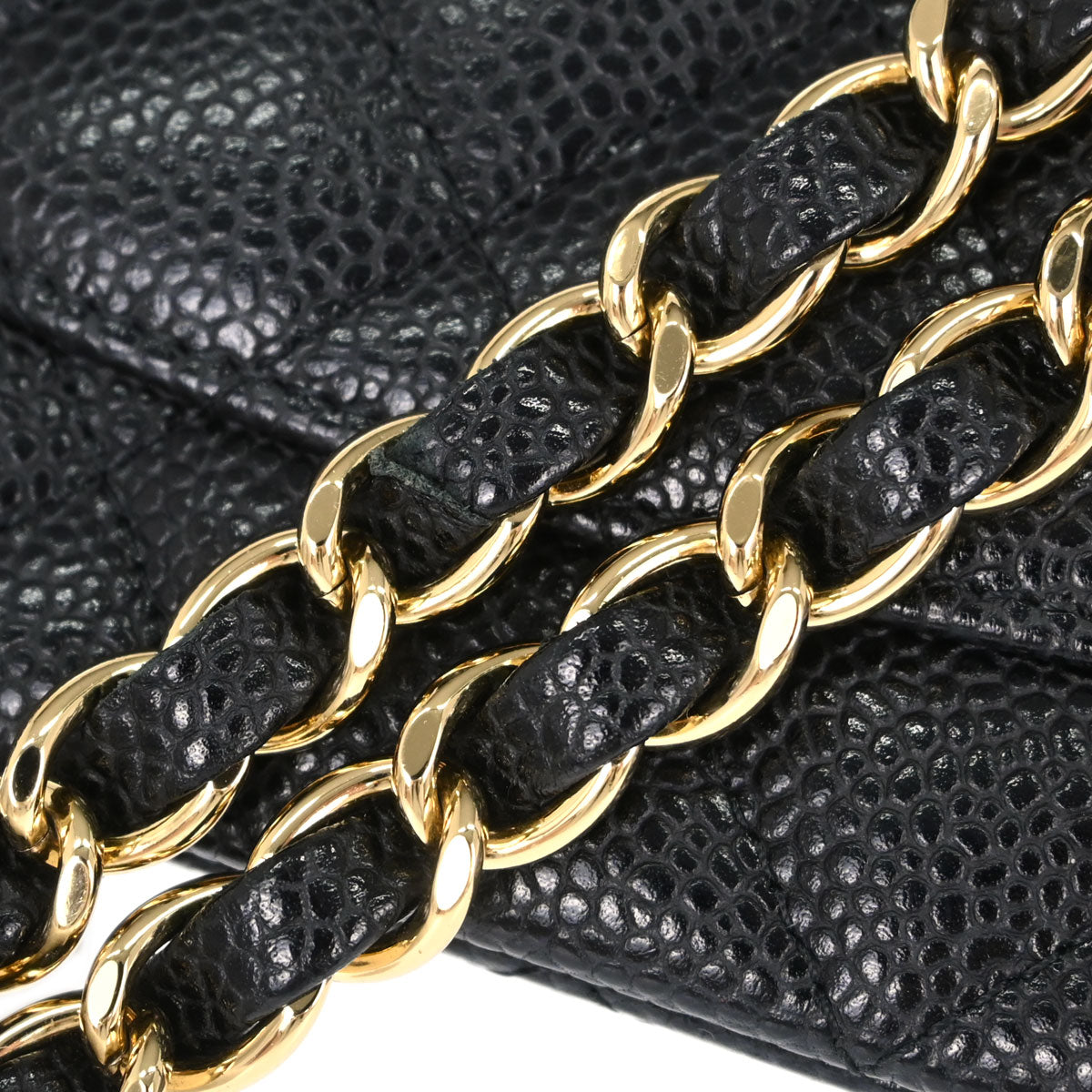 Chanel 2014 Black Caviar Skin Medium Classic Double Flap Shoulder Bag