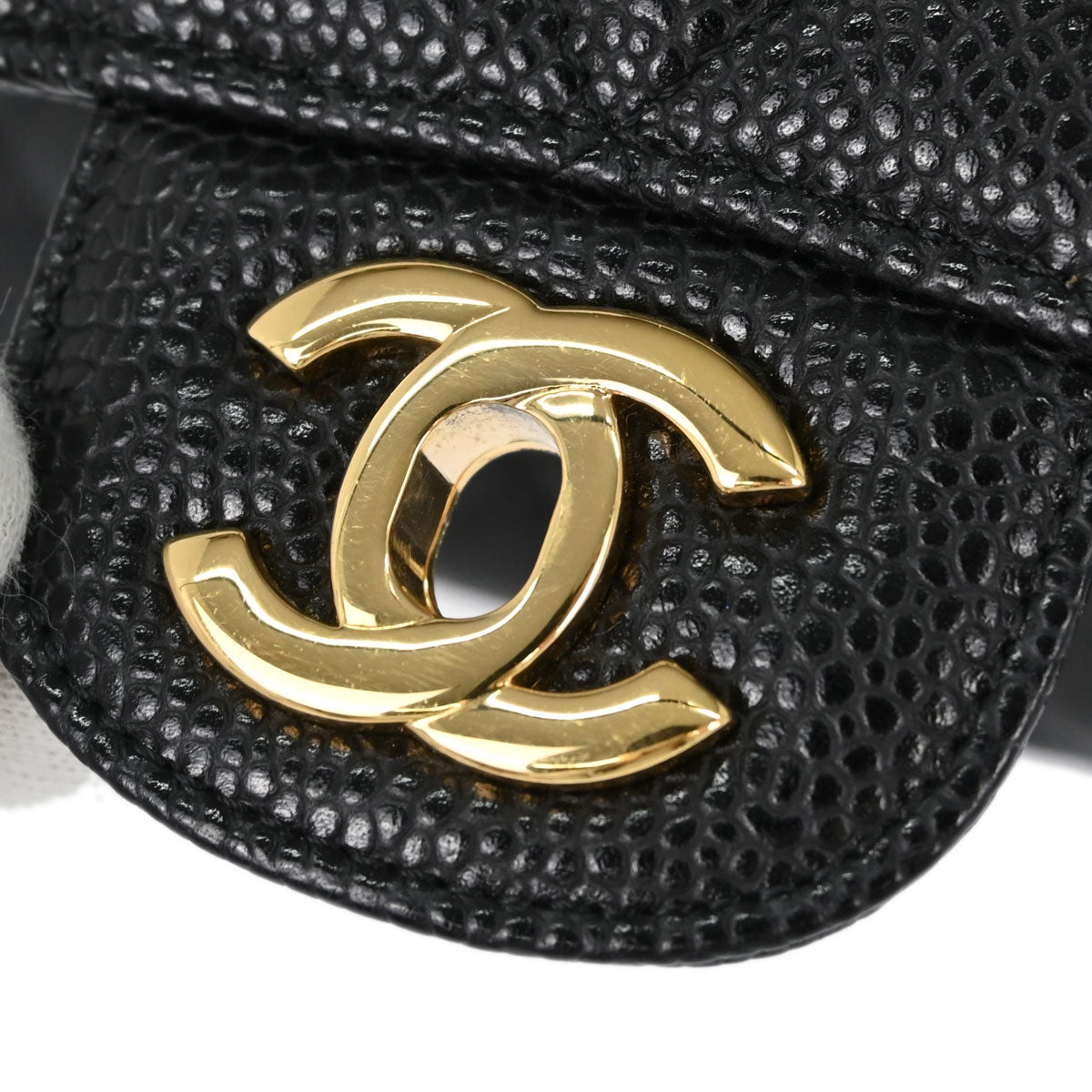 Chanel 2014 Black Caviar Skin Medium Classic Double Flap Shoulder Bag