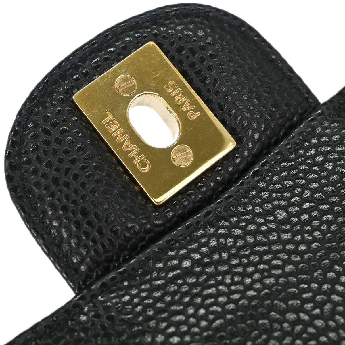 Chanel 2014 Black Caviar Skin Medium Classic Double Flap Shoulder Bag