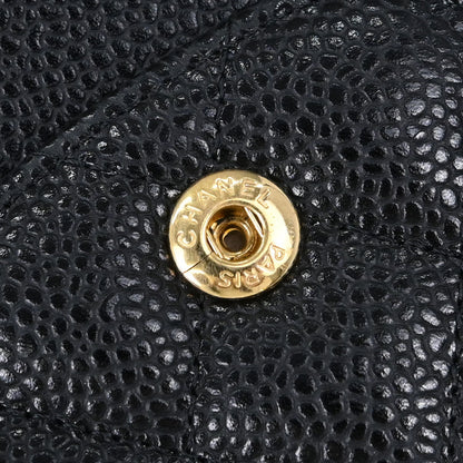 Chanel 2014 Black Caviar Skin Medium Classic Double Flap Shoulder Bag