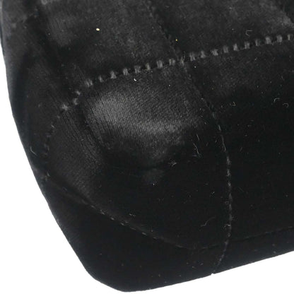 Chanel Black Velvet Camellia Choco Bar Shoulder Bag