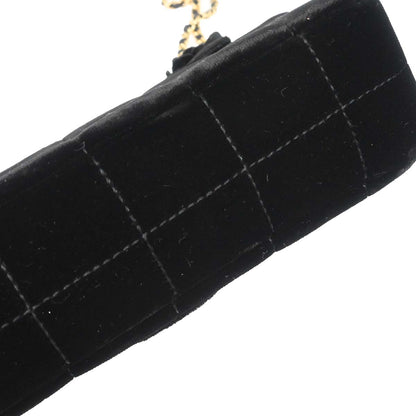 Chanel Black Velvet Camellia Choco Bar Shoulder Bag