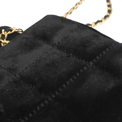 Chanel Black Velvet Camellia Choco Bar Shoulder Bag