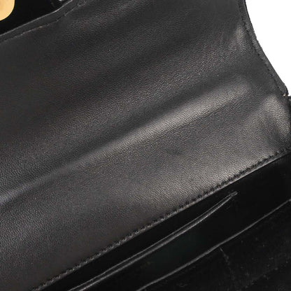 Chanel Black Velvet Camellia Choco Bar Shoulder Bag