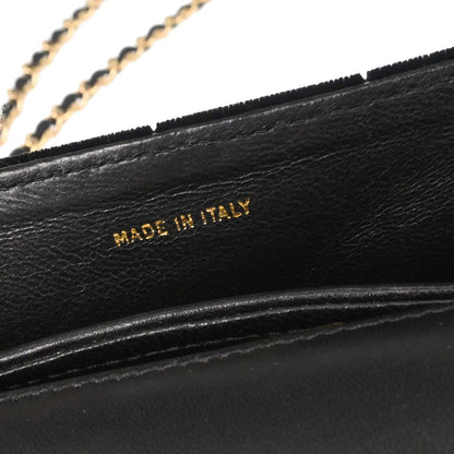 Chanel Black Velvet Camellia Choco Bar Shoulder Bag