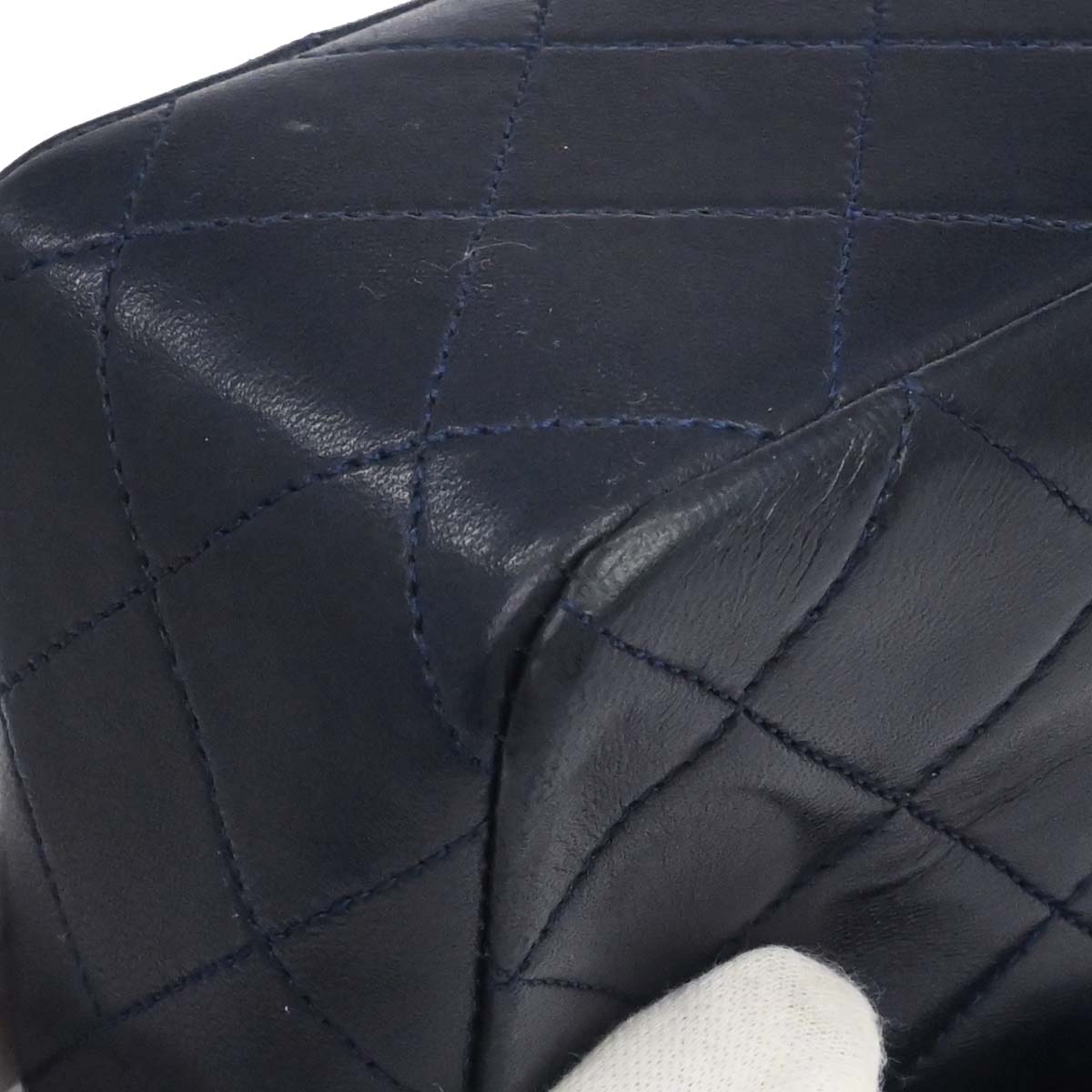 Chanel Navy Lambskin Classic Square Flap Shoulder Bag 20