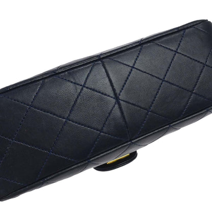 Chanel Navy Lambskin Classic Square Flap Shoulder Bag 20