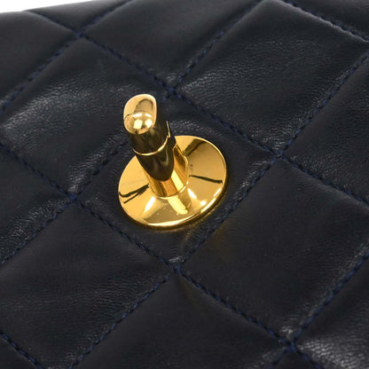 Chanel Navy Lambskin Classic Square Flap Shoulder Bag 20