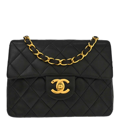 Chanel 1994-1996 Black Lambskin Mini Classic Square Flap Shoulder Bag 17
