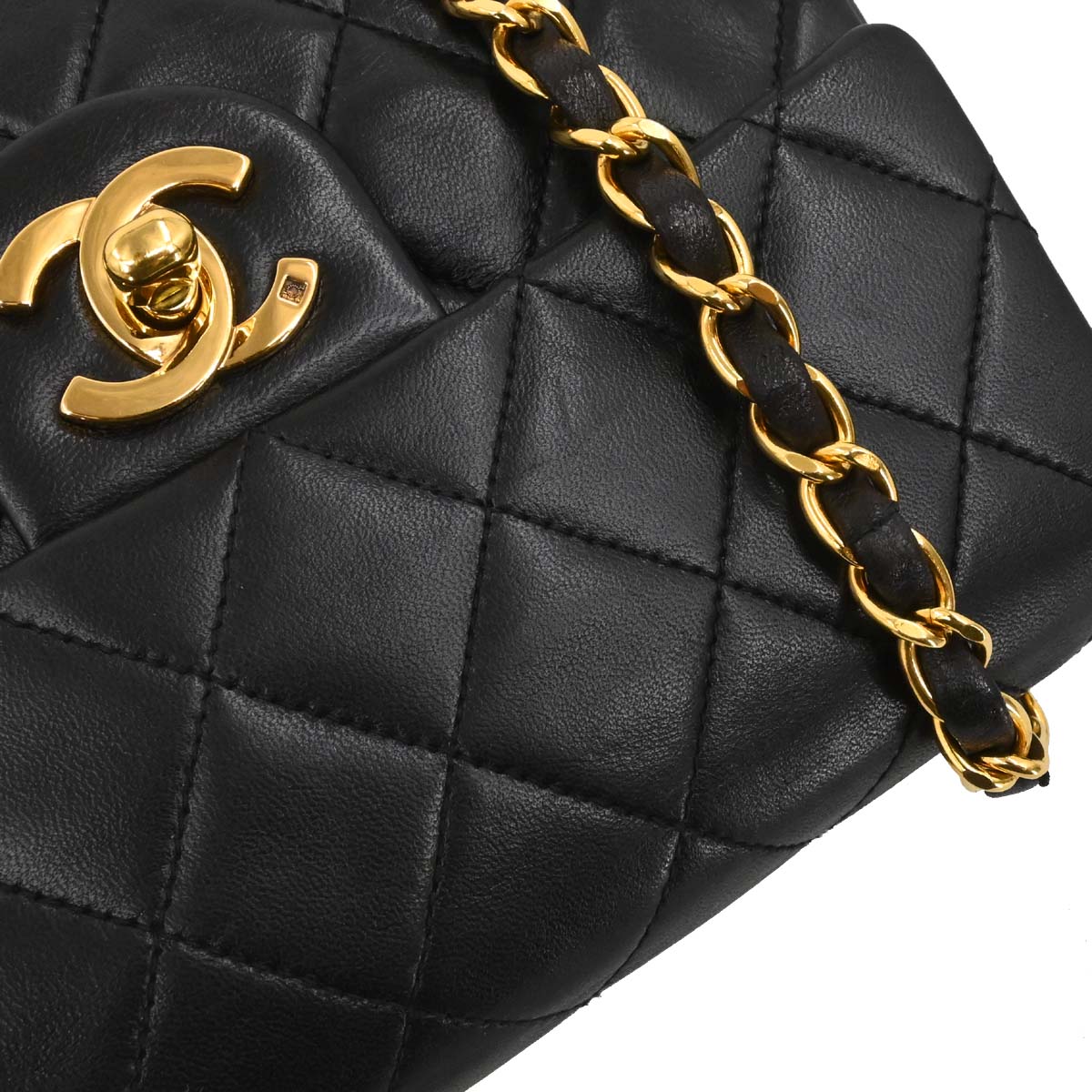 Chanel 1994-1996 Black Lambskin Mini Classic Square Flap Shoulder Bag 17