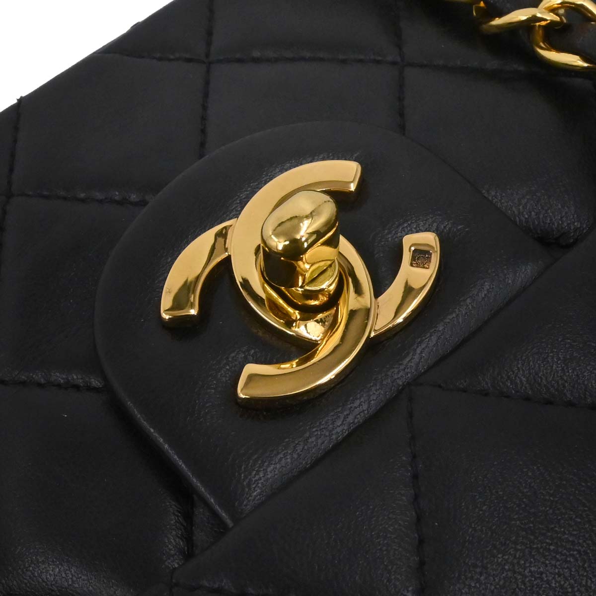 Chanel 1994-1996 Black Lambskin Mini Classic Square Flap Shoulder Bag 17