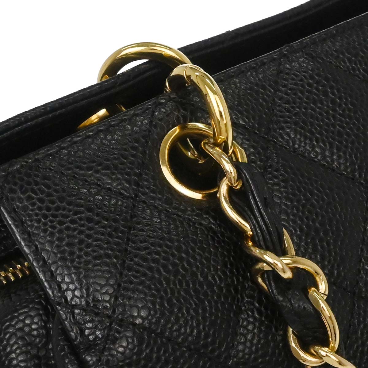 Chanel Black Caviar Skin Petite Timeless Tote PTT Chain Handbag