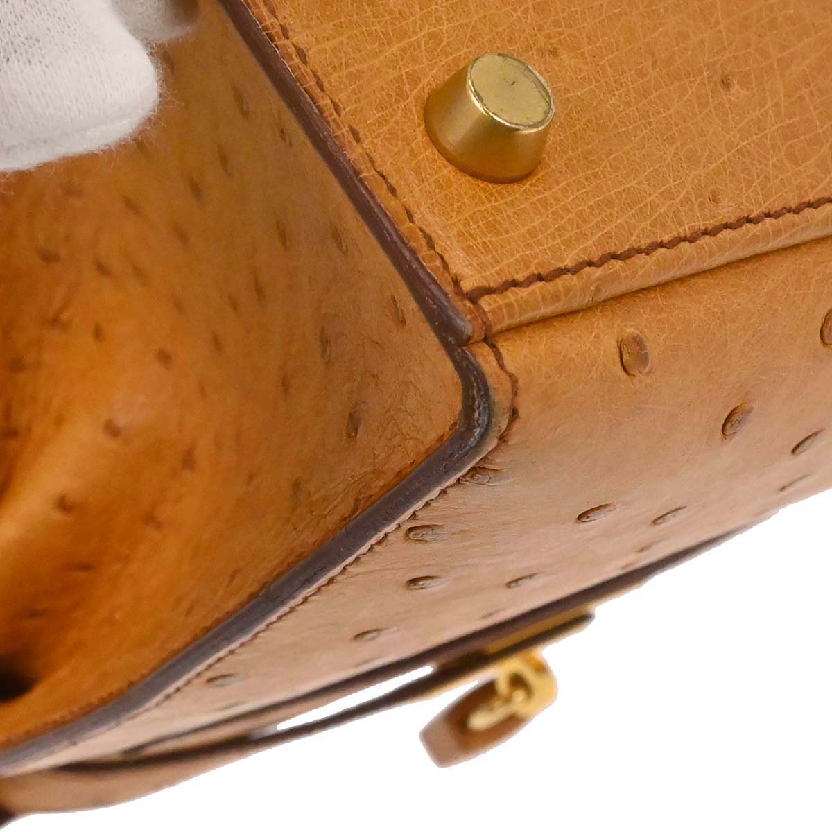 Hermes * Chestnut Ostrich Kelly 28 Sellier 2way Shoulder Handbag