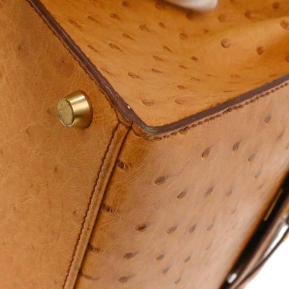 Hermes * Chestnut Ostrich Kelly 28 Sellier 2way Shoulder Handbag