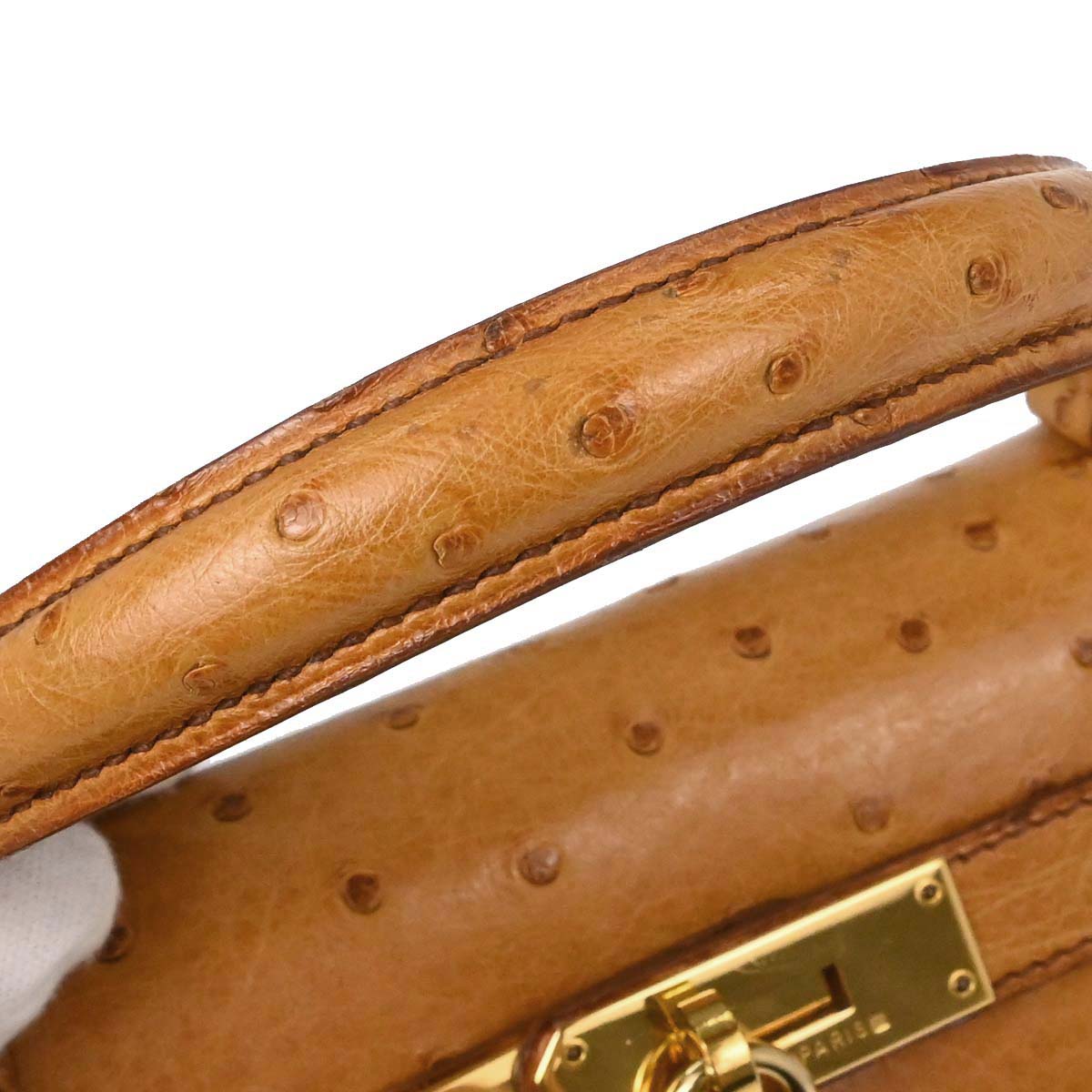 Hermes * Chestnut Ostrich Kelly 28 Sellier 2way Shoulder Handbag