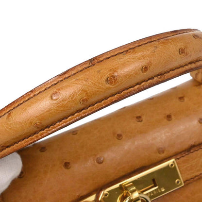Hermes * Chestnut Ostrich Kelly 28 Sellier 2way Shoulder Handbag