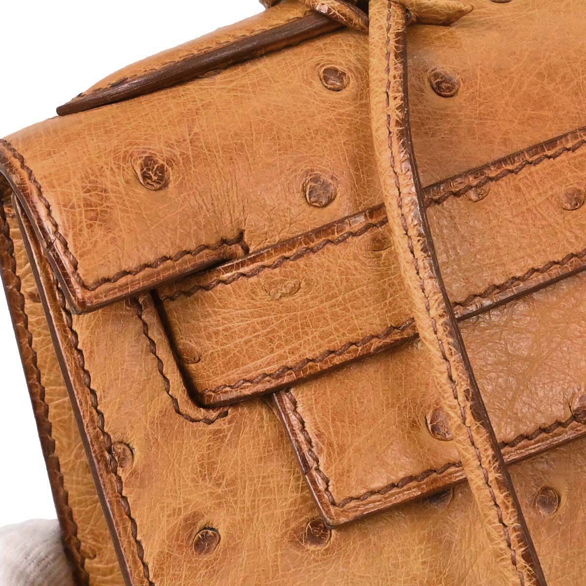 Hermes * Chestnut Ostrich Kelly 28 Sellier 2way Shoulder Handbag