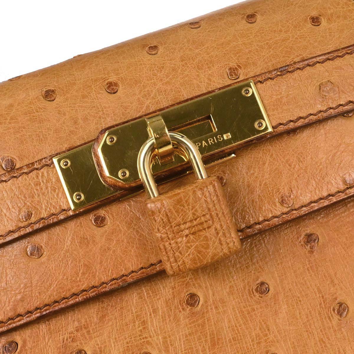Hermes * Chestnut Ostrich Kelly 28 Sellier 2way Shoulder Handbag