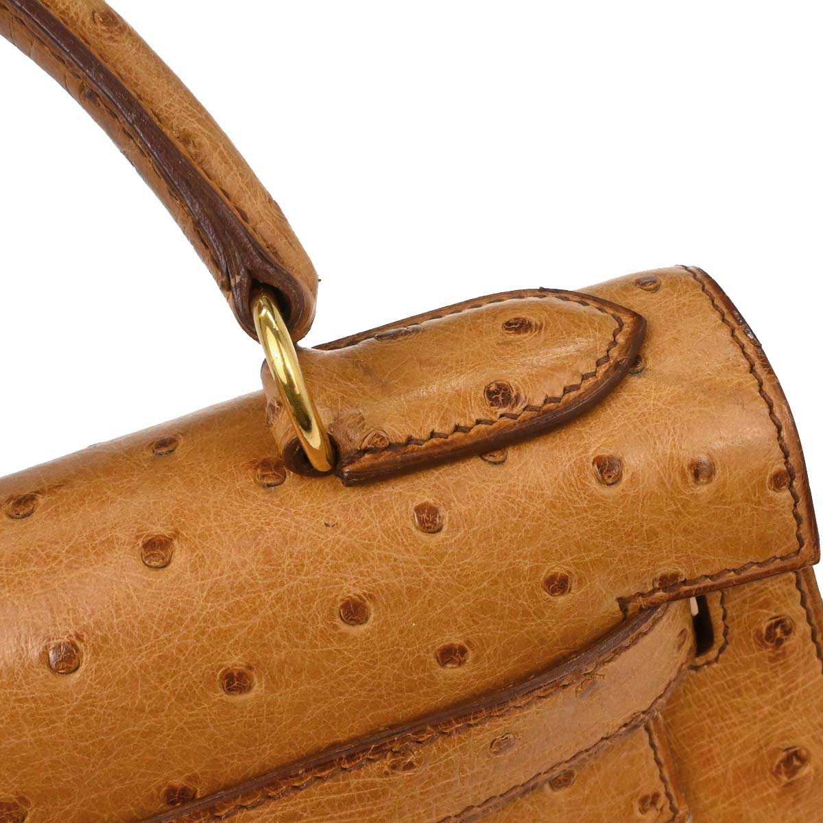 Hermes * Chestnut Ostrich Kelly 28 Sellier 2way Shoulder Handbag