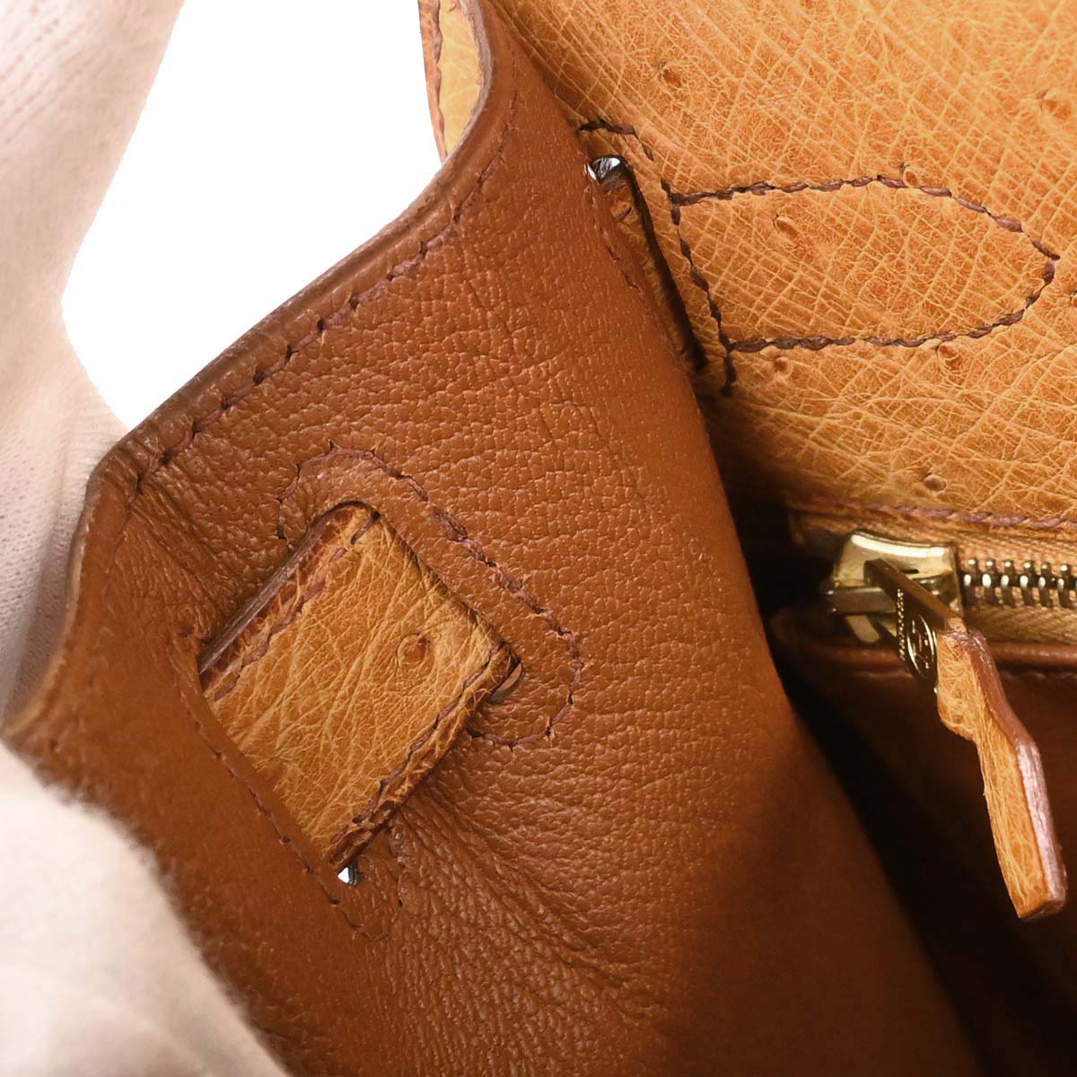 Hermes * Chestnut Ostrich Kelly 28 Sellier 2way Shoulder Handbag